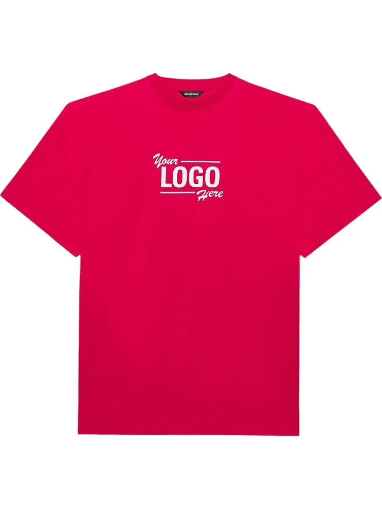 Футболка Balenciaga Logo Here Flatground с надписью, ягодный