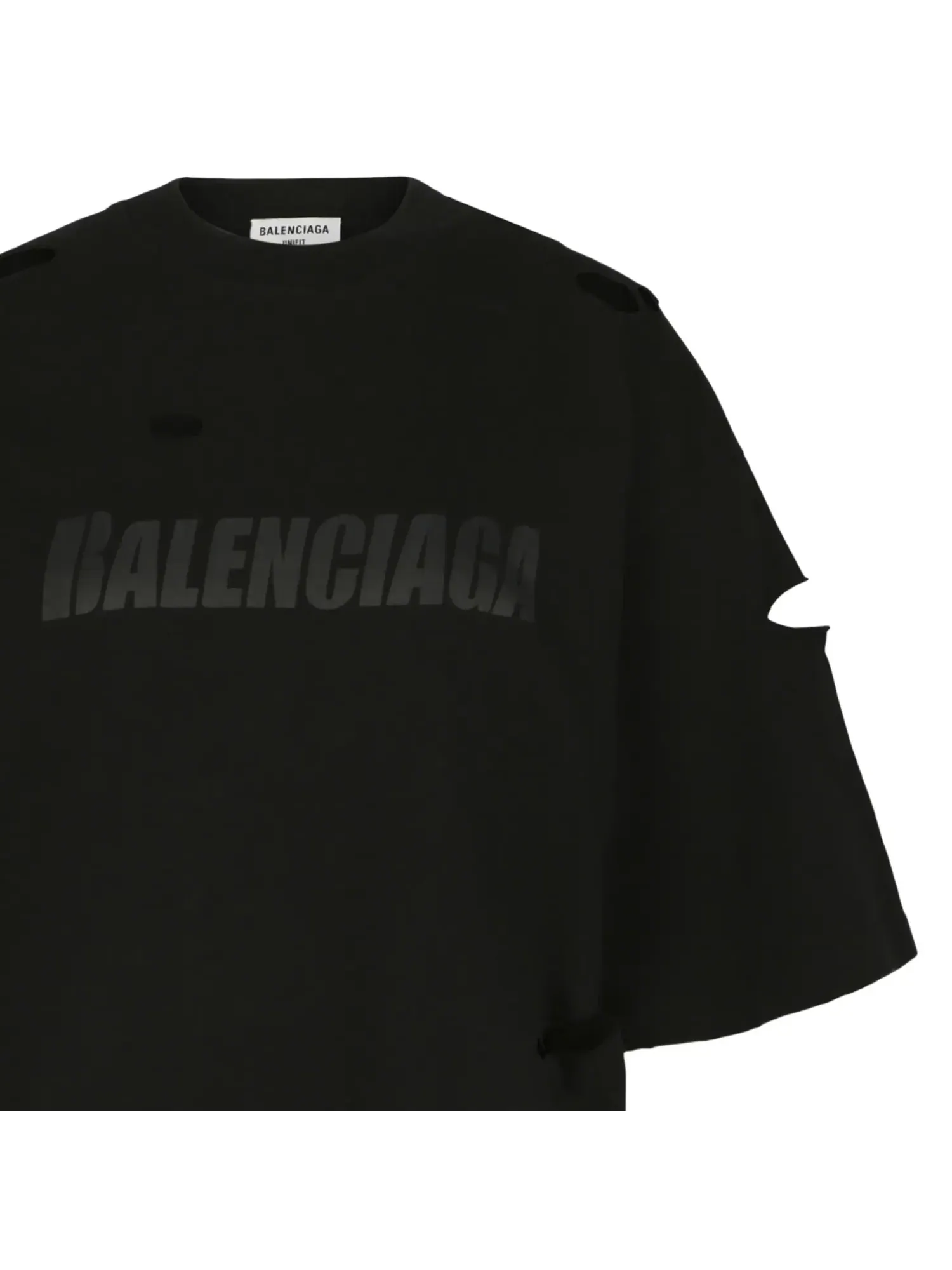 Футболка Balenciaga Caps Destroyed Boxy Fit — изображение 3 из 3, черный