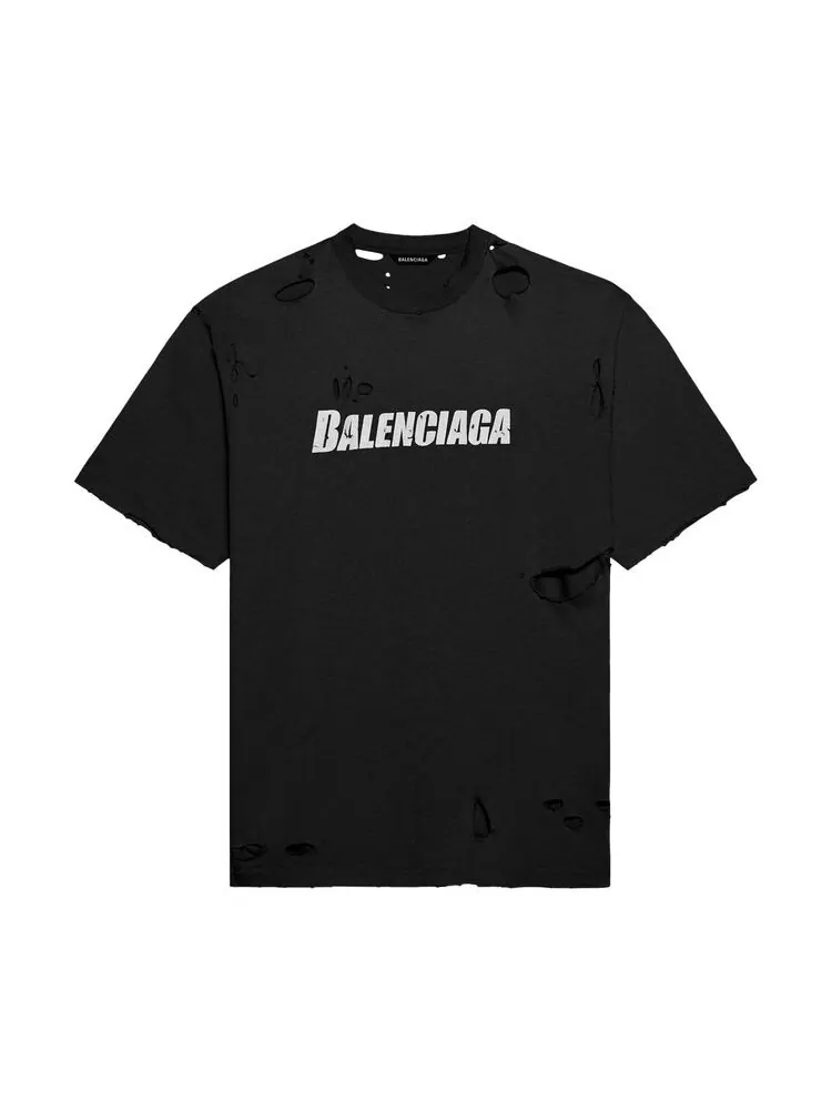 Футболка Balenciaga Caps Destroyed Flatground T-Shirt Black