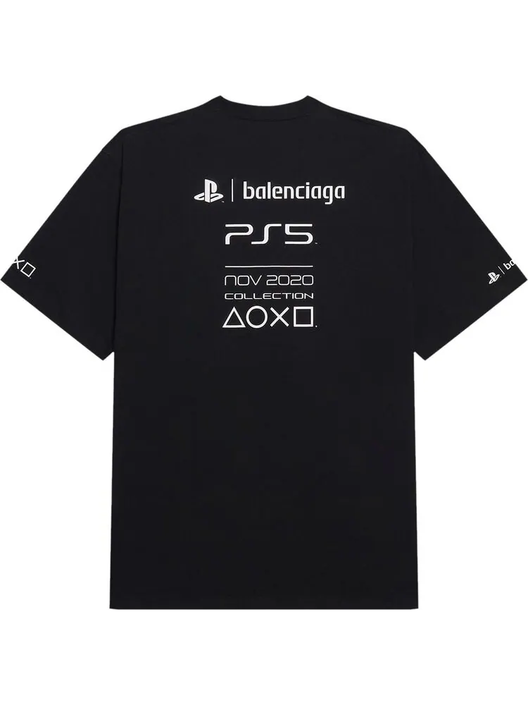 Футболка Balenciaga Playstation Boxy хлопковая с принтом — изображение 2 из 2, черный