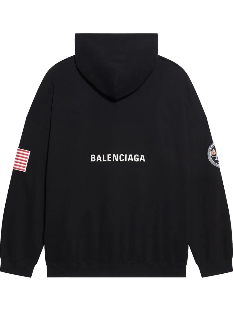 Худи Balenciaga Boxy Hoodie 'Black/White' — изображение 2 из 2, черный