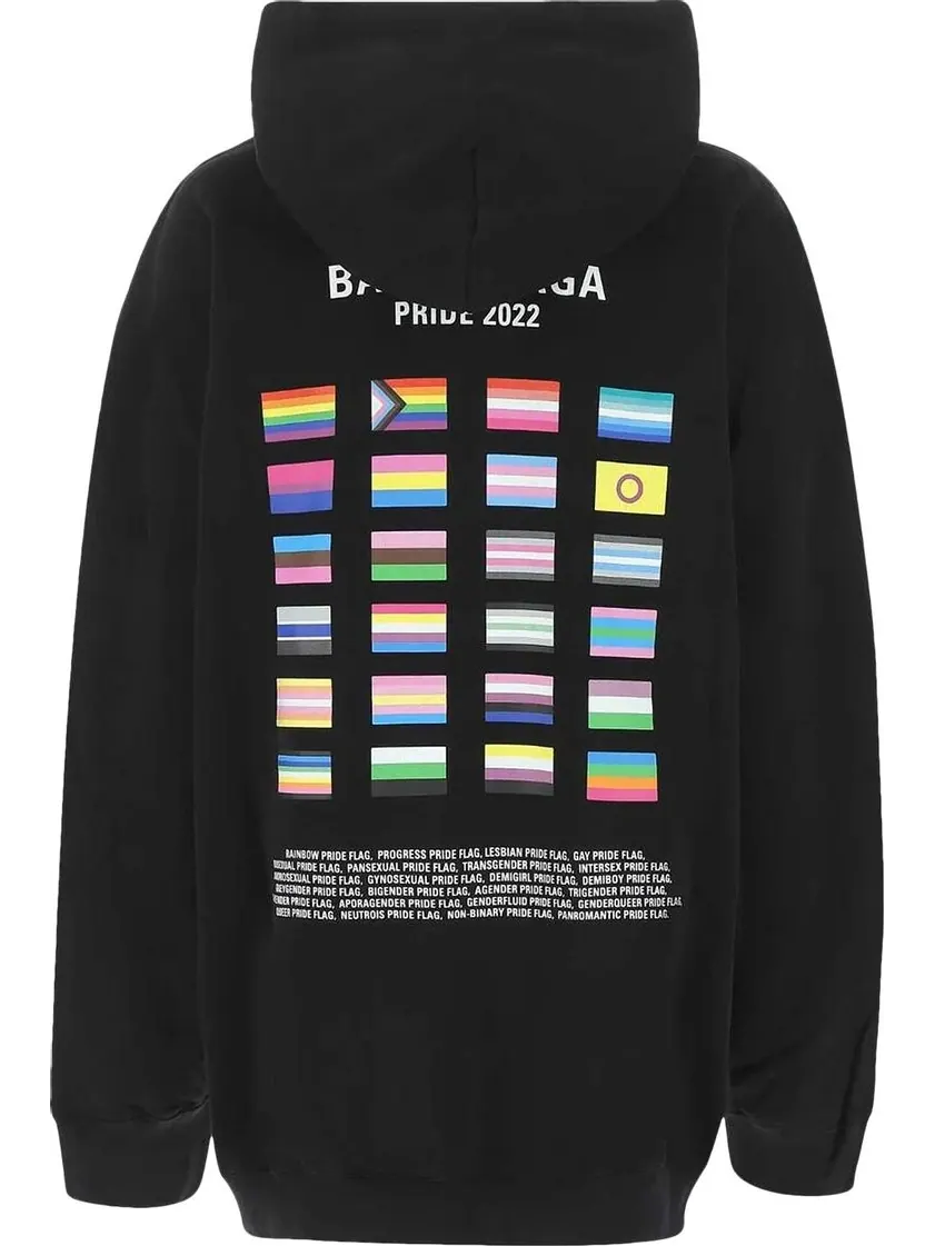 Худи Balenciaga Boxy Hoodie 'Black/White' — изображение 2 из 2, черный