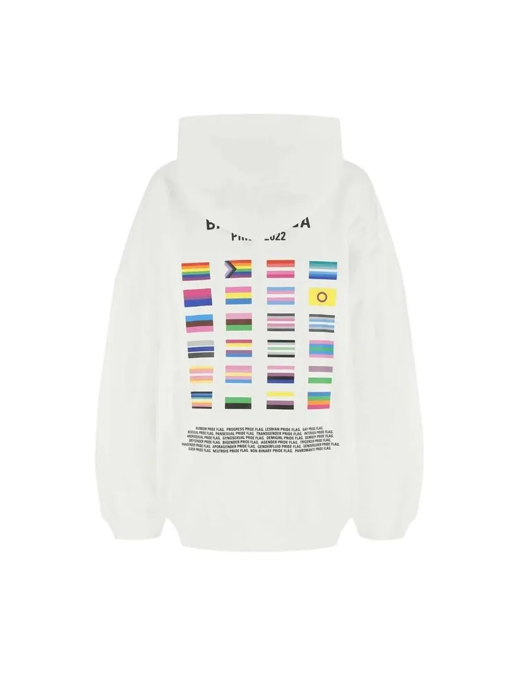 Худи Balenciaga Boxy Hoodie 'White/Black' — изображение 2 из 2, белый
