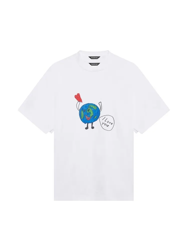 Футболка Balenciaga Love Earth Flatground с земным шаром