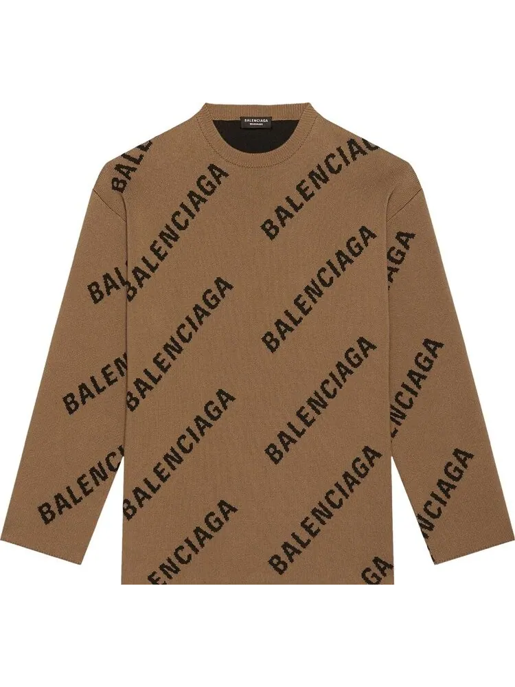 Толстовка Balenciaga Allover Logo Crewneck 'Black'