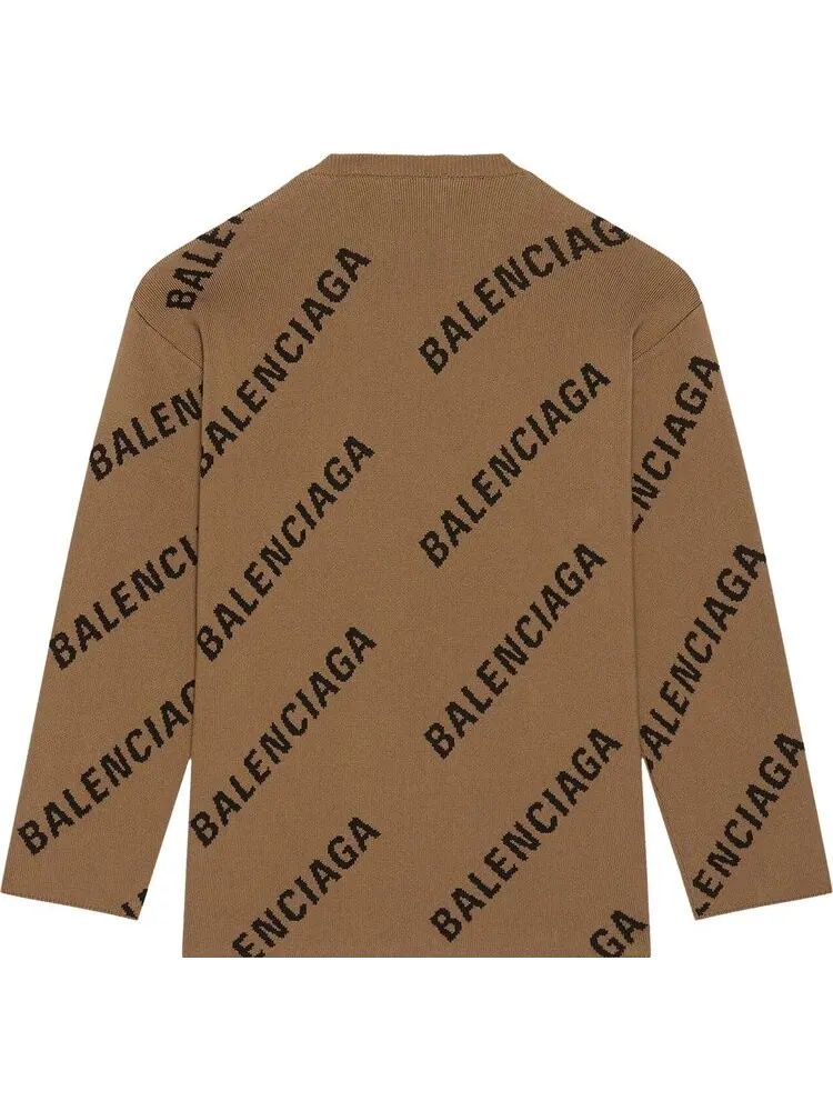 Толстовка Balenciaga Allover Logo Crewneck 'Black' — изображение 2 из 2, черный