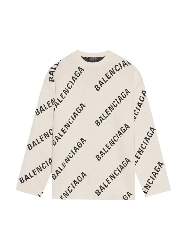 Толстовка Balenciaga Crewneck 'Chalky White/Black'