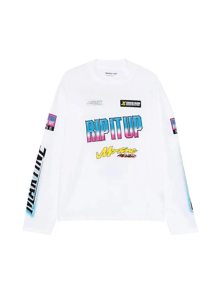 Футболка Martine Rose Funnel Neck Long-Sleeve T-Shirt 'White Bmx'