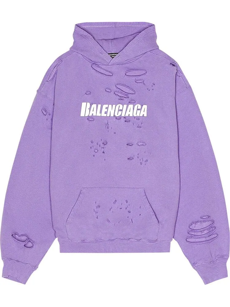Худи Balenciaga Destroyed Light Purple/White