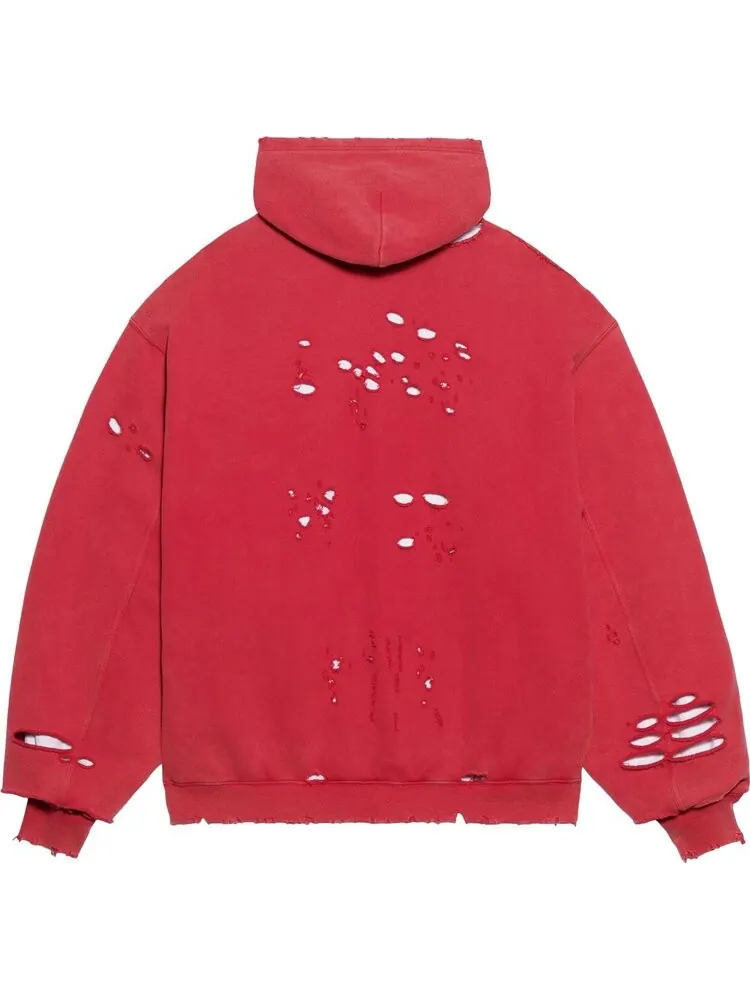 Худи Balenciaga Destroyed Hoodie 'Raspberry/White' — изображение 2 из 2, красный