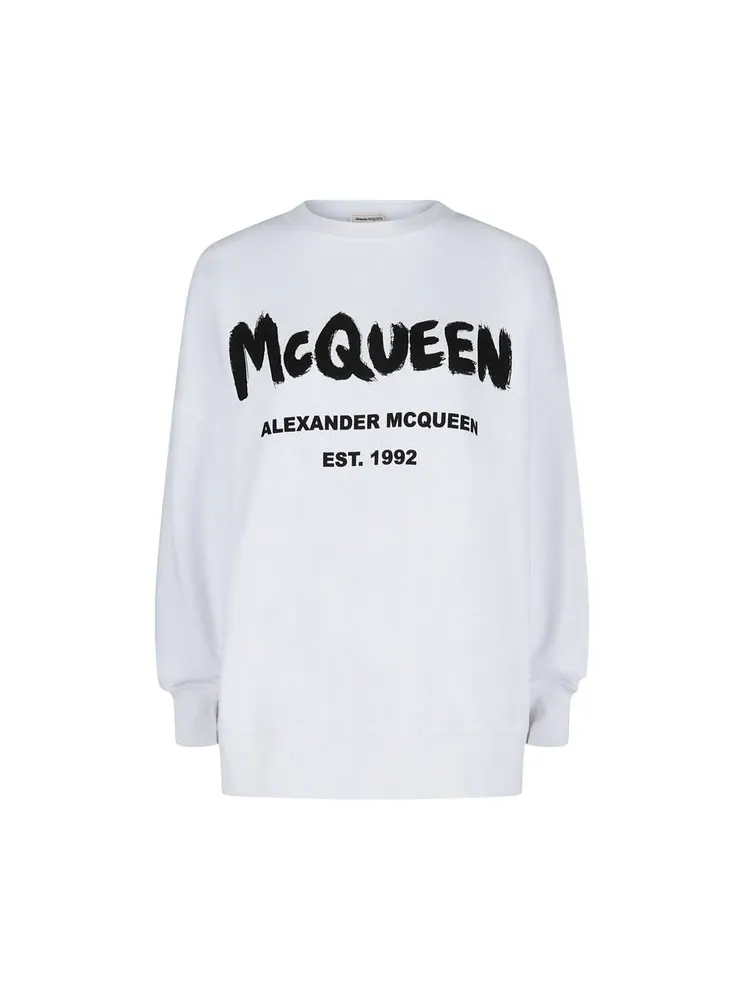 Свитшот Alexander McQueen с граффити-логотипом — изображение 1 из 2, белый