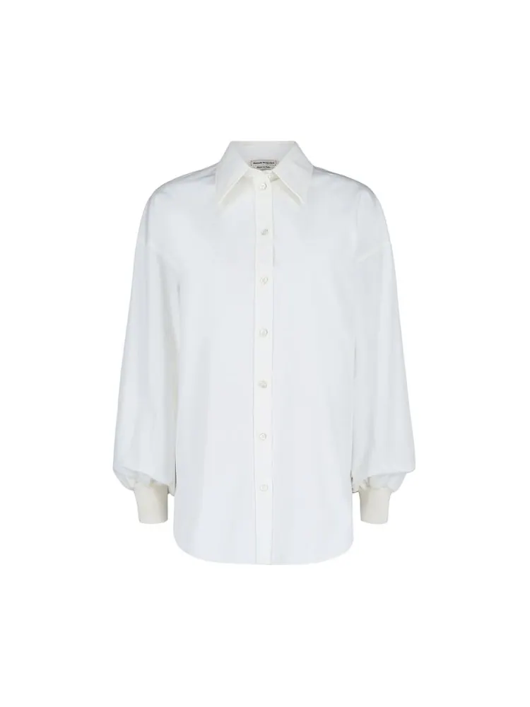 Рубашка Alexander McQueen с рукавами-коконами — изображение 1 из 2, белый