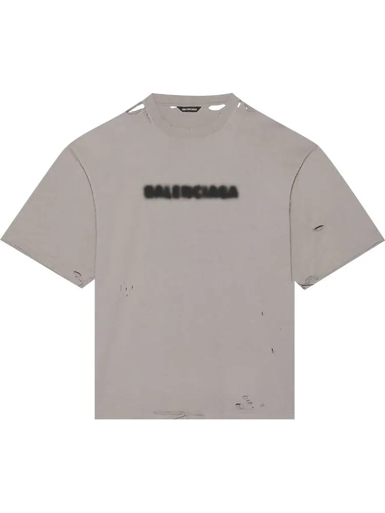 Футболка Balenciaga Blurry Wide Fit с прорезями и логотипом