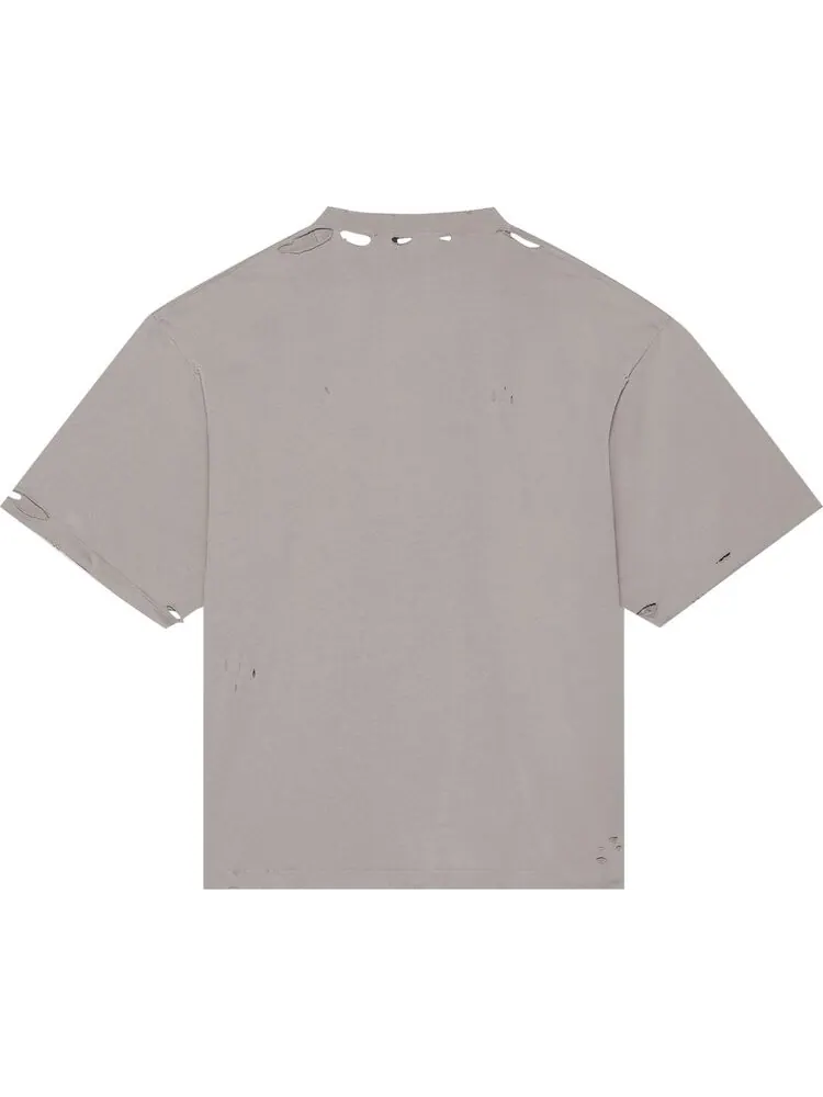 Футболка Balenciaga Blurry Wide Fit с прорезями и логотипом — изображение 2 из 2, серый