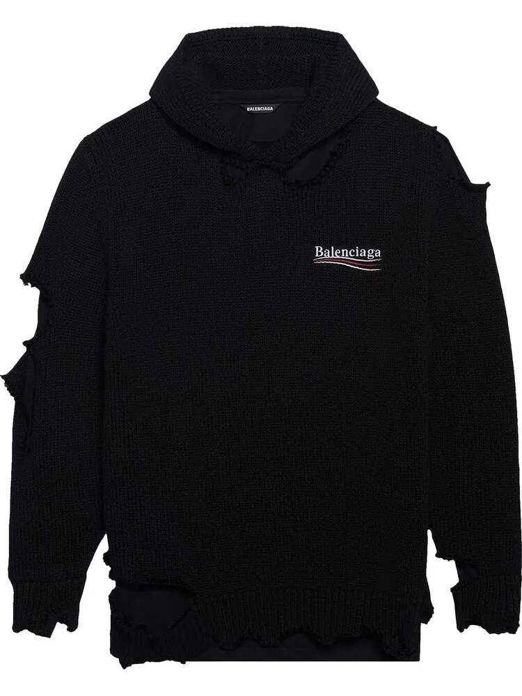 Худи Balenciaga Political Campaign Destroyed Hoodie Black/Black