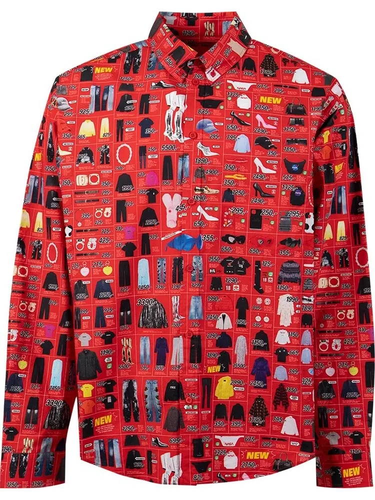 Рубашка Balenciaga Long-Sleeve Large Fit Shirt 'Red'
