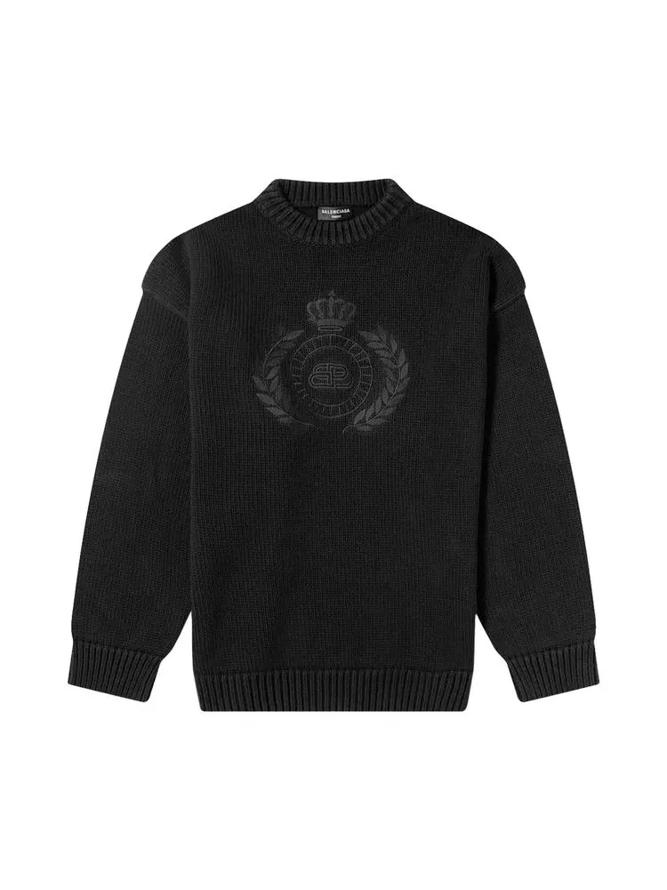 Свитер Balenciaga Wreath Logo Crew Knit — изображение 1 из 1, черный