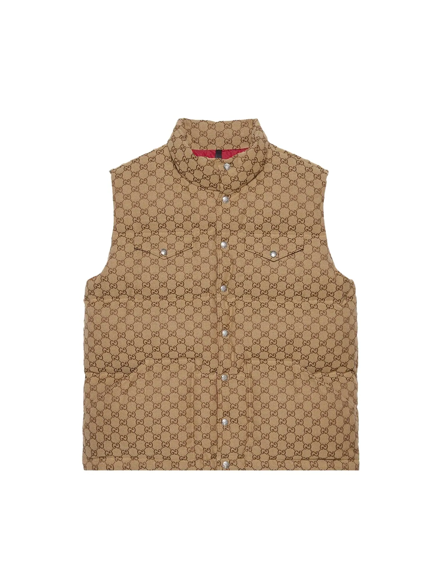 Жилет Gucci x The North Face Down, пуховая стеганая модель — изображение 1 из 2, бежевый/черное дерево