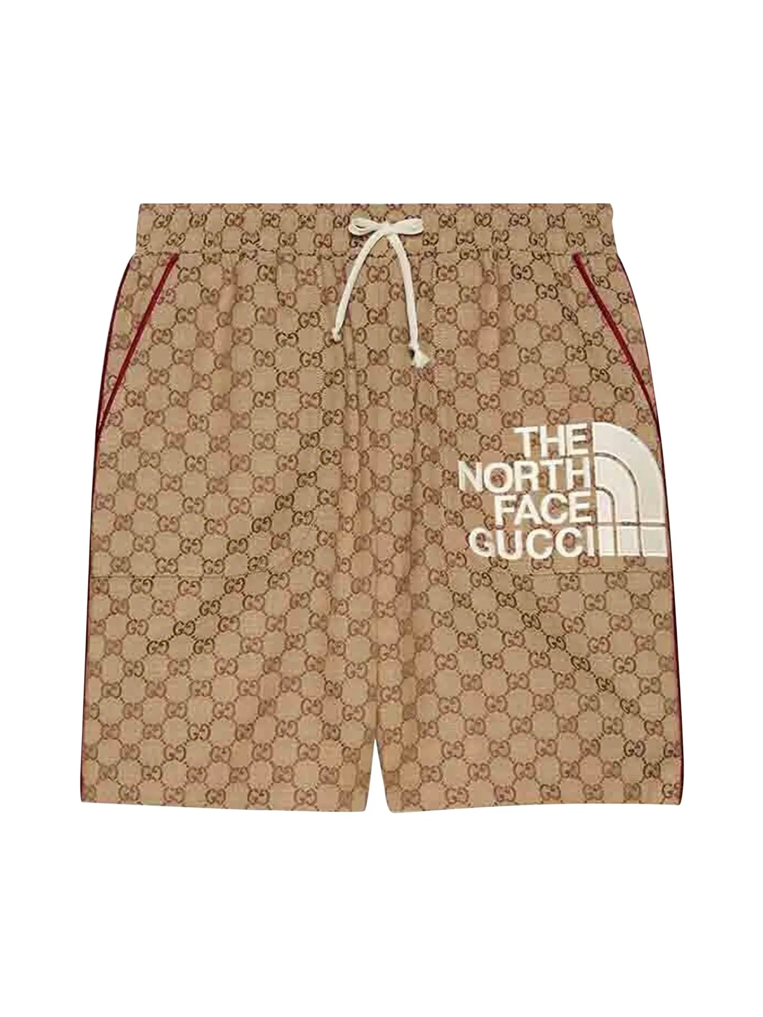 Шорты Gucci x The North Face, коллаборация брендов — изображение 1 из 1, бежевый/черное дерево