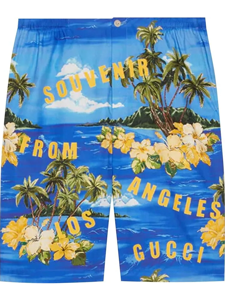 Шорты Gucci Poplin Shorts — изображение 1 из 1, синий/желтый