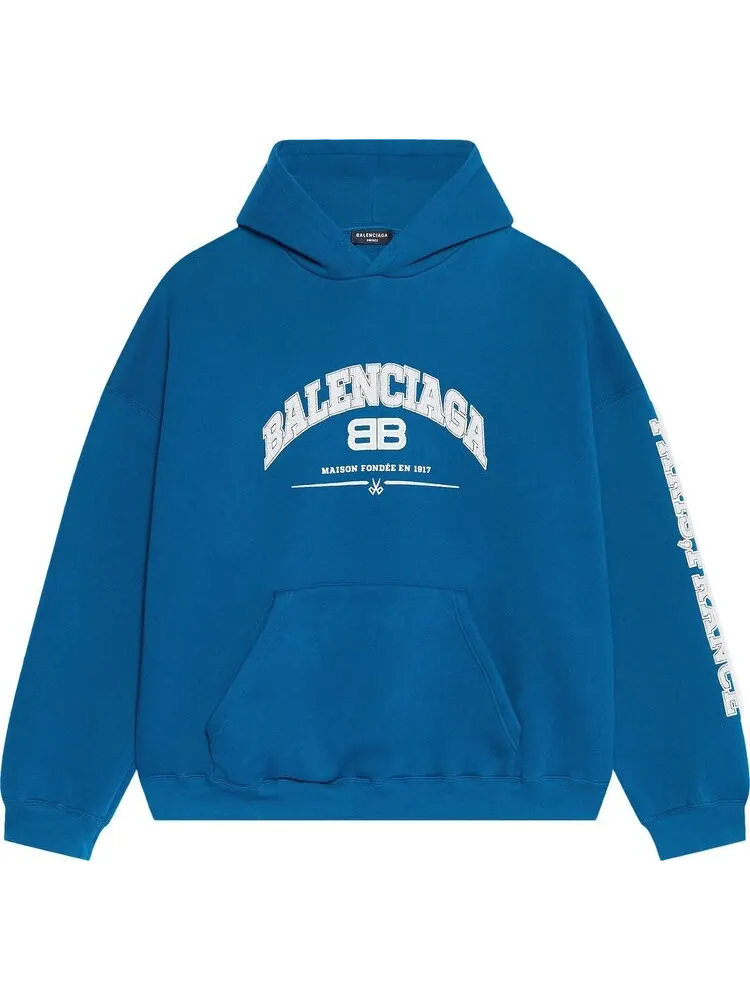 Худи Balenciaga Wide Fit Hoodie 'Petrol Blue/Grey/White'