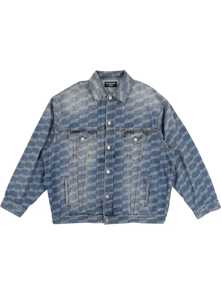 Куртка Balenciaga All-Over BB Monogram Logo Denim Jacket 'Blue'