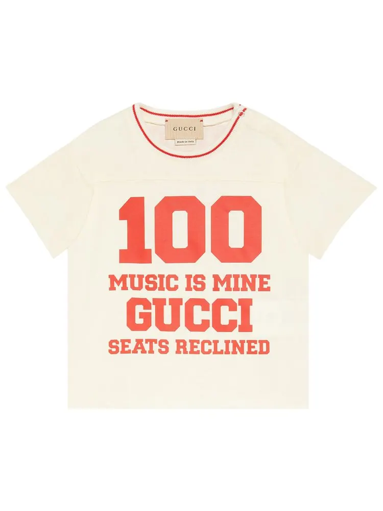 Футболка Gucci Kids Short-Sleeve Graphic Print T-Shirt 'White/Red' — изображение 1 из 2, белый/красный
