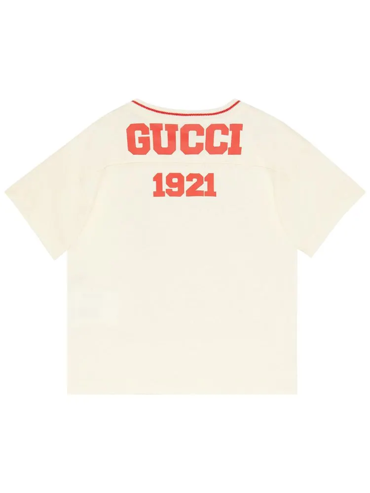 Футболка Gucci Kids Short-Sleeve Graphic Print T-Shirt 'White/Red' — изображение 2 из 2, белый/красный