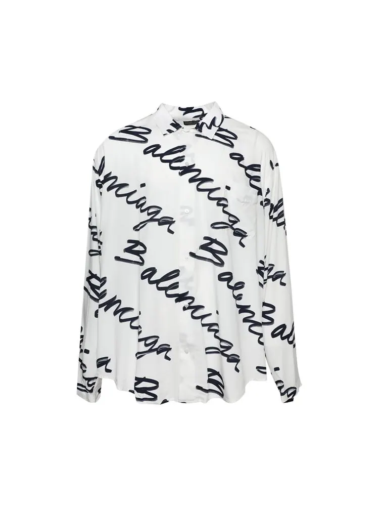 Рубашка Balenciaga Logo Long-Sleeve Shirt — изображение 1 из 1, белый