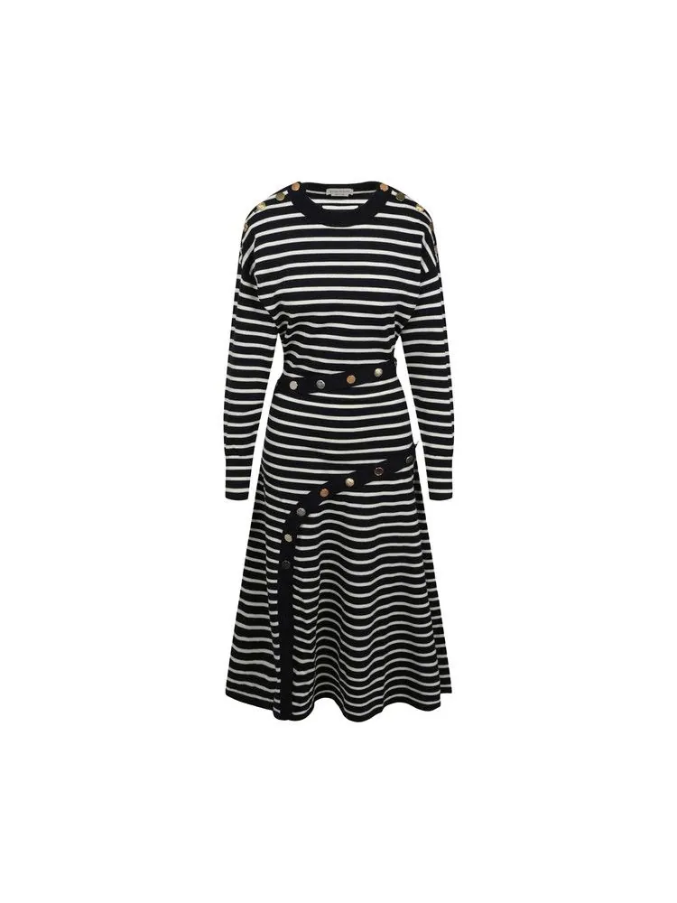 Платье Alexander McQueen Mixed Buttons Striped Dress 'Blue' — изображение 1 из 2, синий