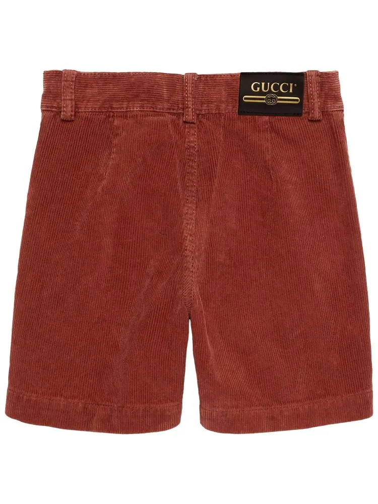 Детские вельветовые шорты Gucci с пряжкой в виде конской уздечки — изображение 2 из 2, красные