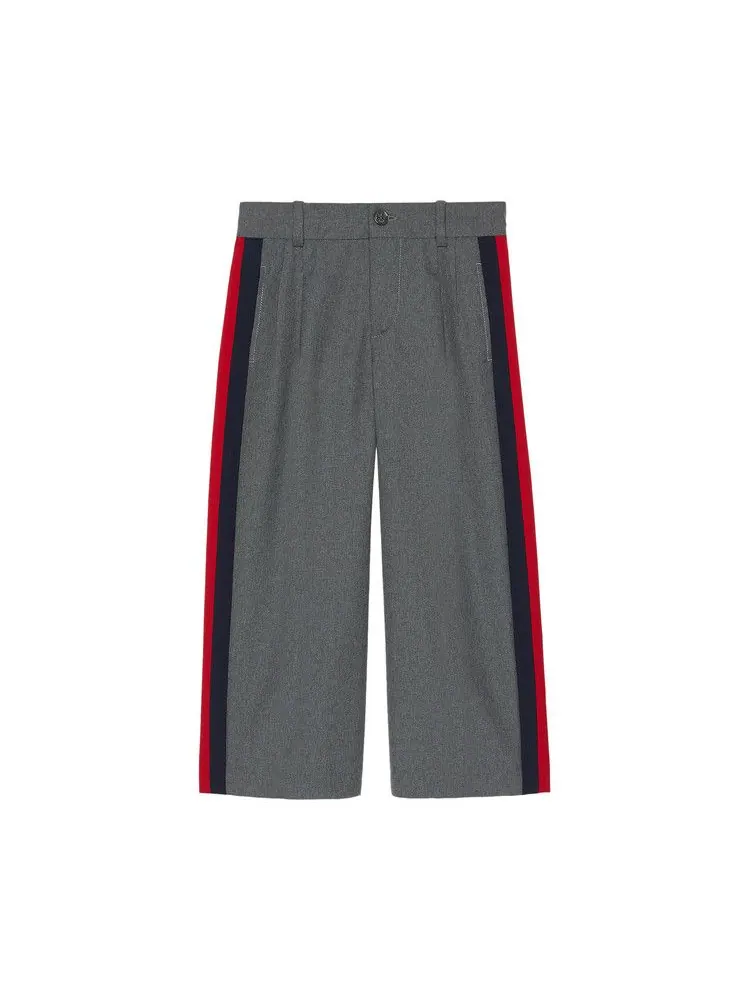 Брюки Gucci Kids Sylvie Web Trousers — изображение 1 из 2, серый