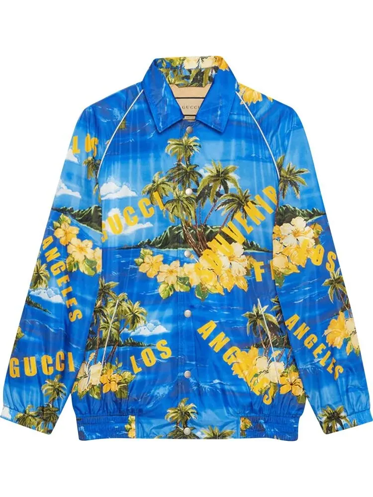 Куртка Gucci Printed Nylon Jacket Blue/Yellow — изображение 1 из 1, синий