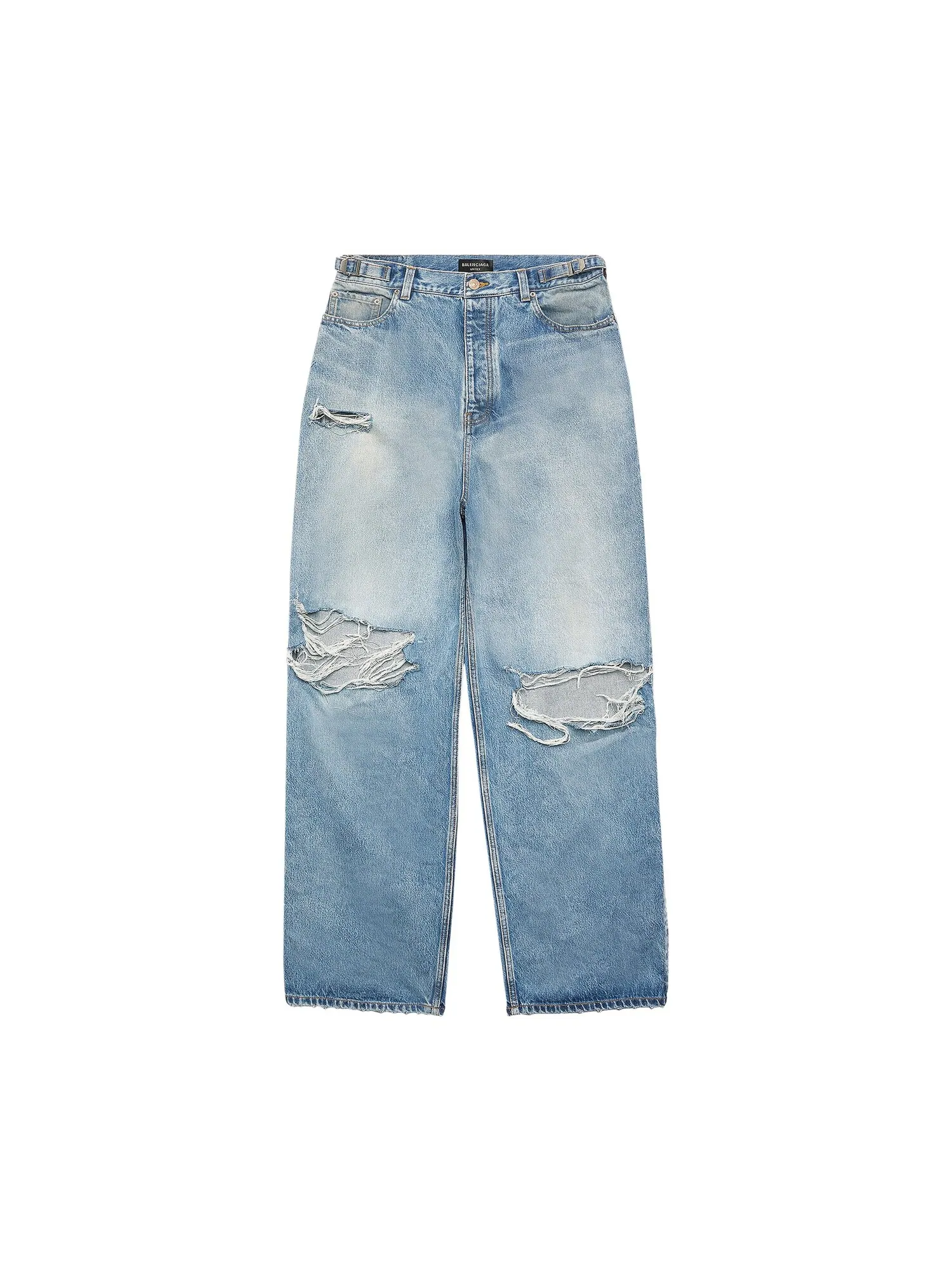 Balenciaga Мешковатые джинсы Destroyed Eco Blue — изображение 1 из 2, синий