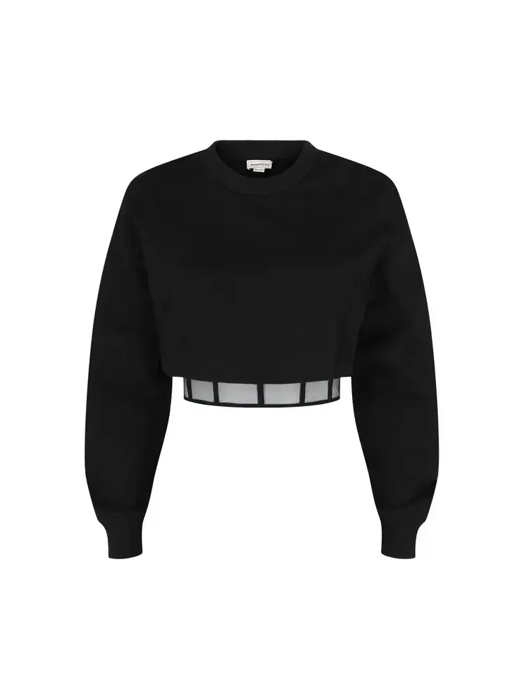 Укороченная многослойная толстовка Alexander McQueen — изображение 1 из 2, черный