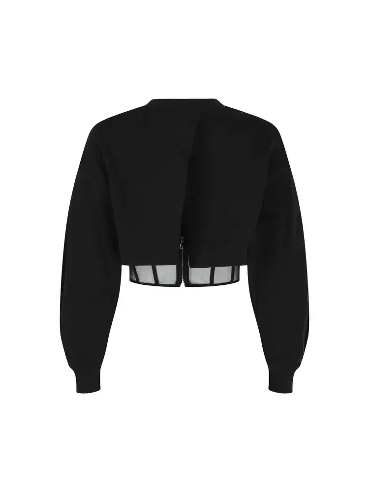 Укороченная многослойная толстовка Alexander McQueen — изображение 2 из 2, черный
