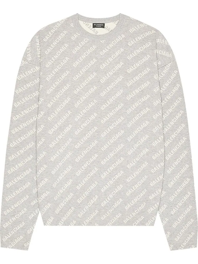 Толстовка Balenciaga All Over Crewneck 'Grey/White'