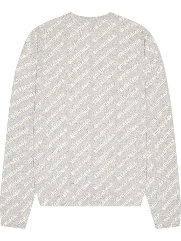 Толстовка Balenciaga All Over Crewneck 'Grey/White' — изображение 2 из 2, серый