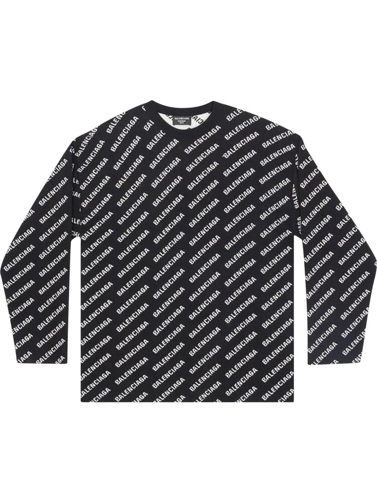 Толстовка Balenciaga All-Over Crewneck 'Black/White'