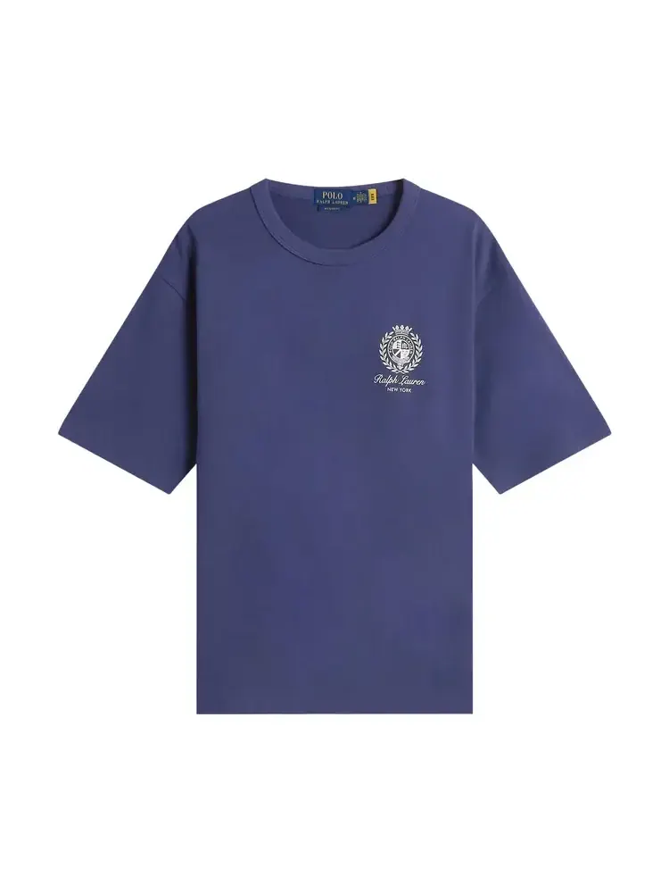 Футболка Polo Ralph Lauren с коротким рукавом, из плотного трикотажа, с графическим принтом — изображение 1 из 1, темно-синий