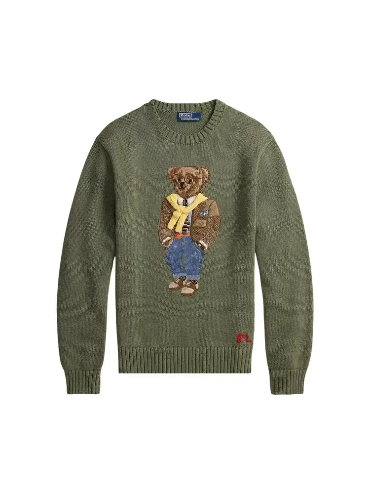 Свитер Polo Ralph Lauren с длинными рукавами и изображением медведя из долины Гудзон, модель «Lovette Heather», серый