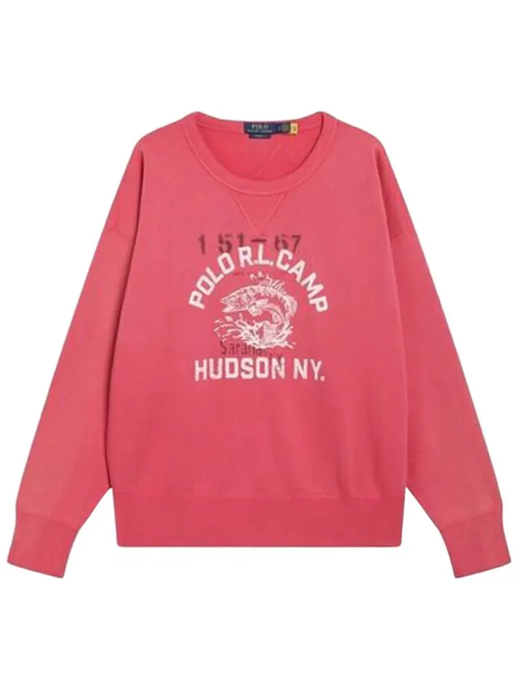 Толстовка с длинными рукавами и графическим принтом Polo Ralph Lauren Camp Crewneck — изображение 1 из 1, красный