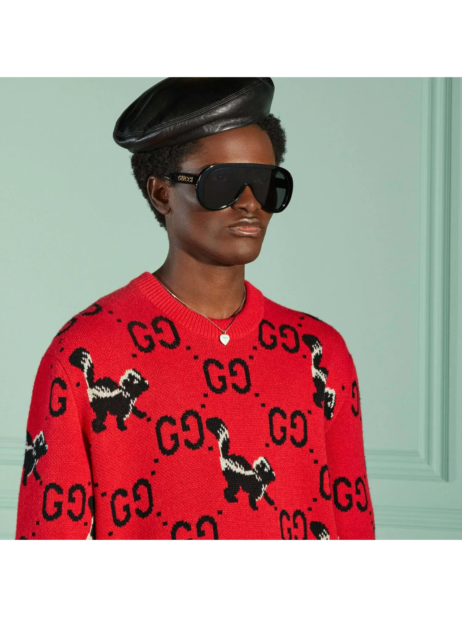 Свитер Gucci GG and Skunk Wool Knit — изображение 6 из 6, красный
