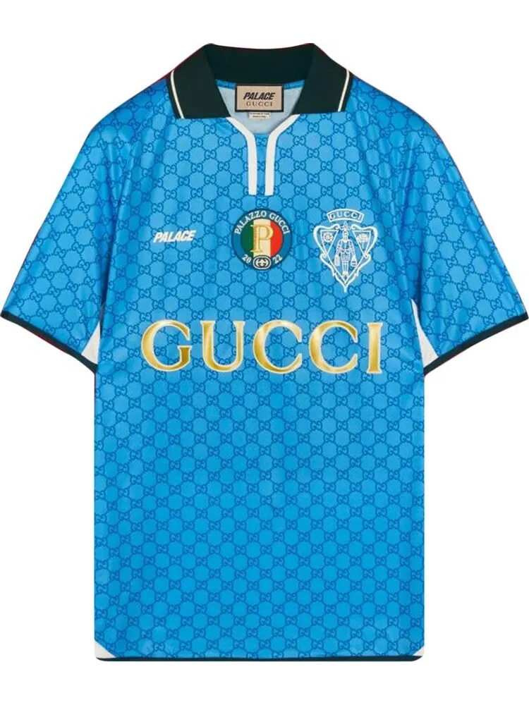 Футболка Gucci x Palace Printed Football Technical Jersey T-Shirt Blue