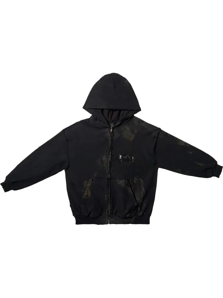 Худи Balenciaga Small Fit Zip-Up Hoodie 'Black'