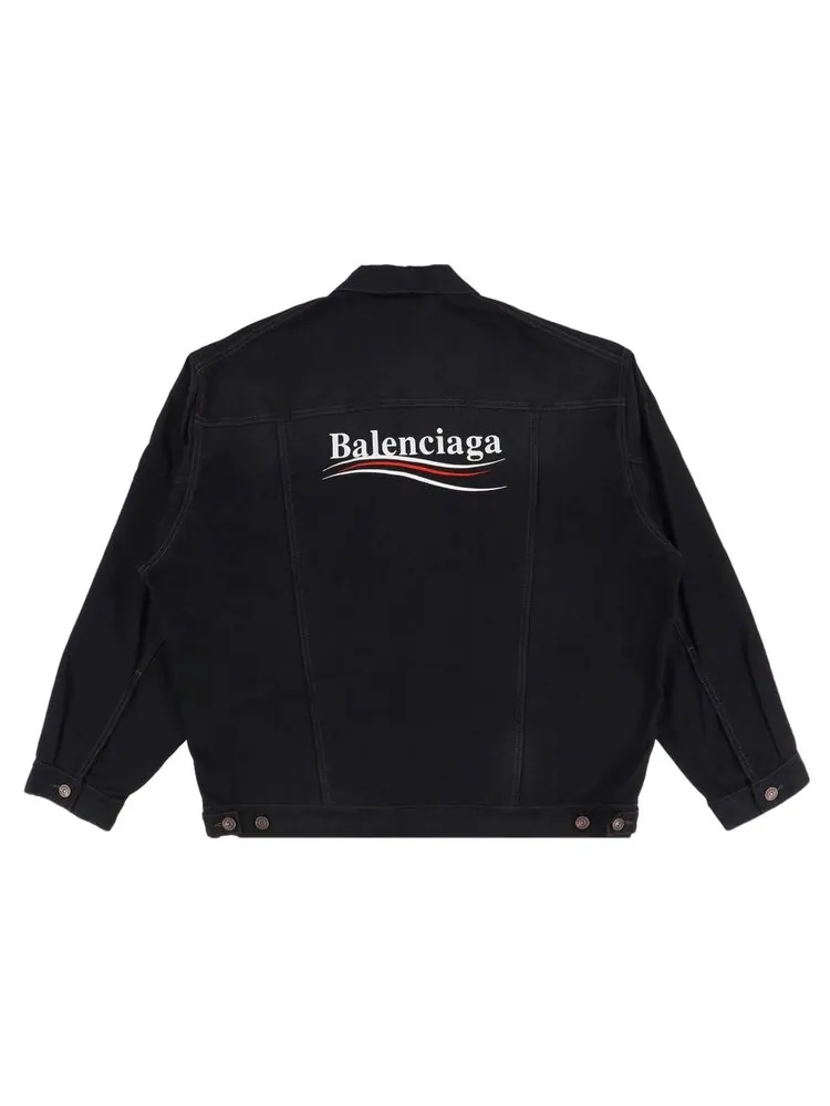 Куртка Balenciaga Embroidered Political Logo Denim Jacket — изображение 2 из 2, черный