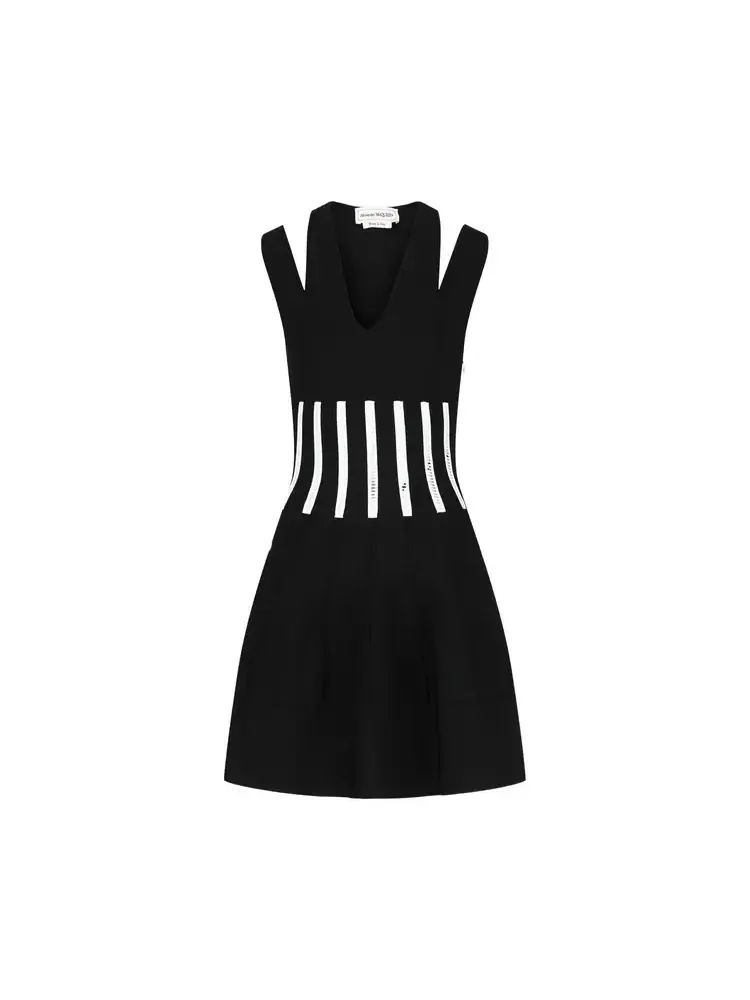 Мини-платье с вырезами на плечах и корсетом Alexander McQueen — изображение 1 из 2, черный