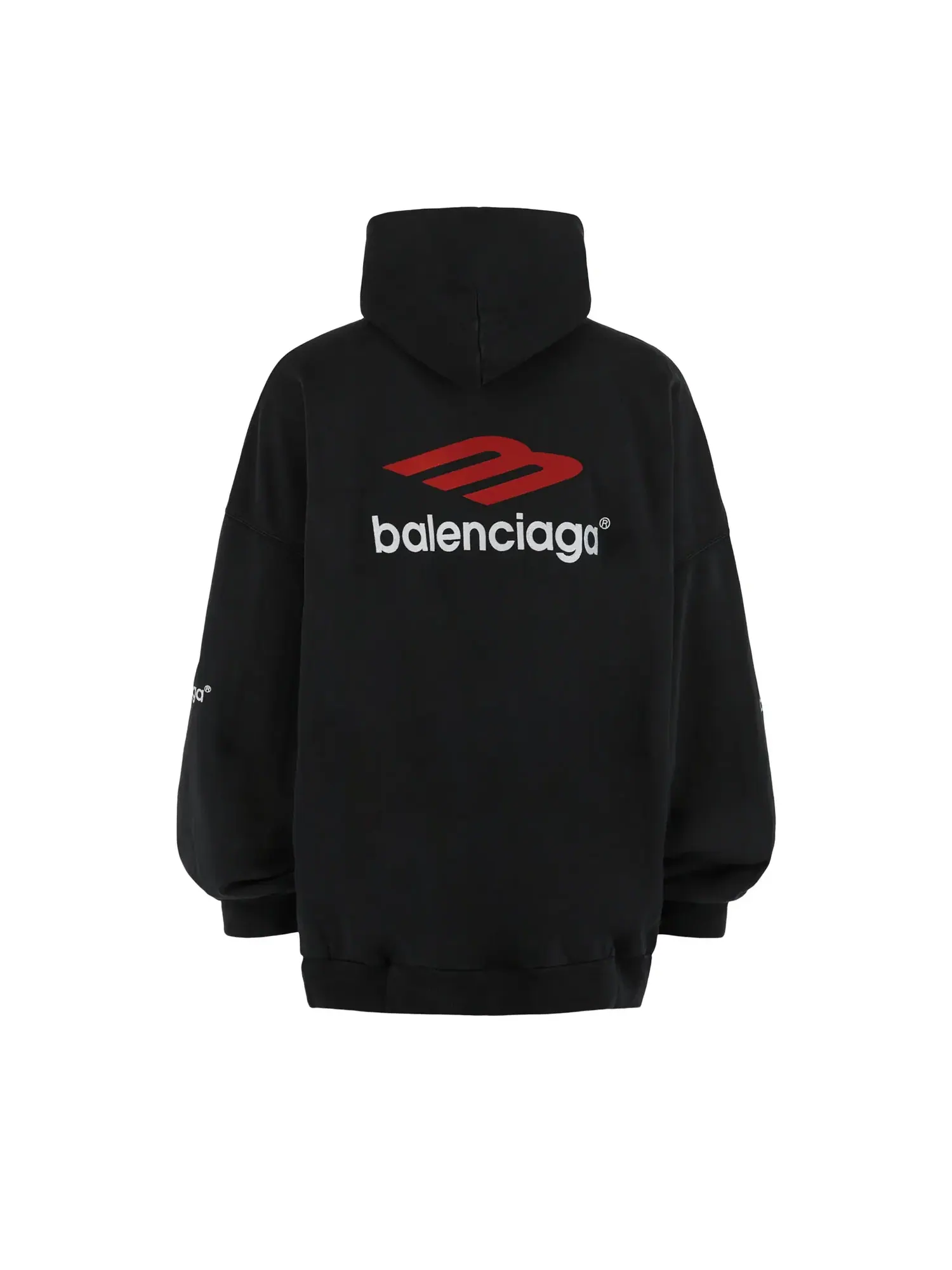 Худи Balenciaga 3B Sports Icon Oversized — изображение 2 из 3, черный/красный/белый