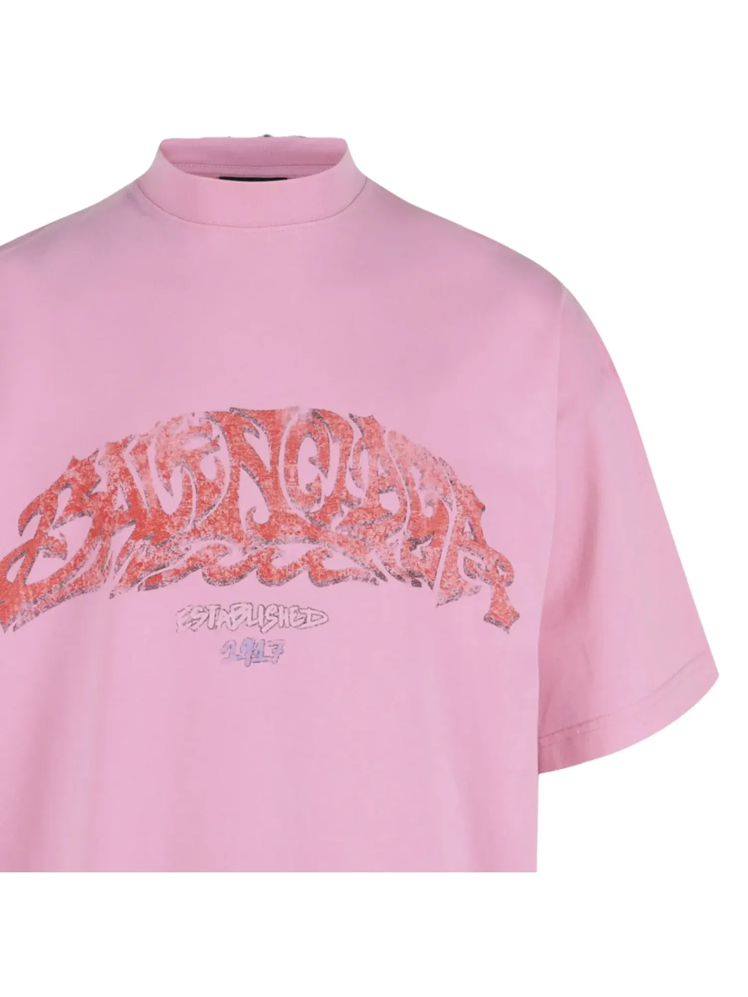 Футболка оверсайз Balenciaga Offshore с логотипом — изображение 3 из 3, розовый/красный
