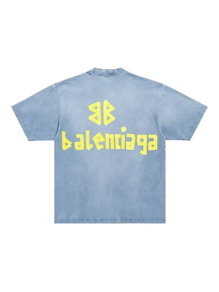 Футболка Balenciaga Tape Type Medium Fit 'Faded Blue' — изображение 2 из 2, синий